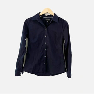 Banana Republic Navy Blue Button Up Blouse Shirt Professional Workwear Size 8